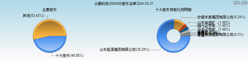 云鼎科技(000409)主要股东图