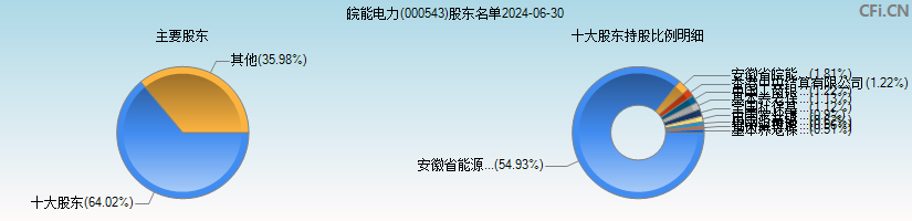 皖能电力(000543)主要股东图