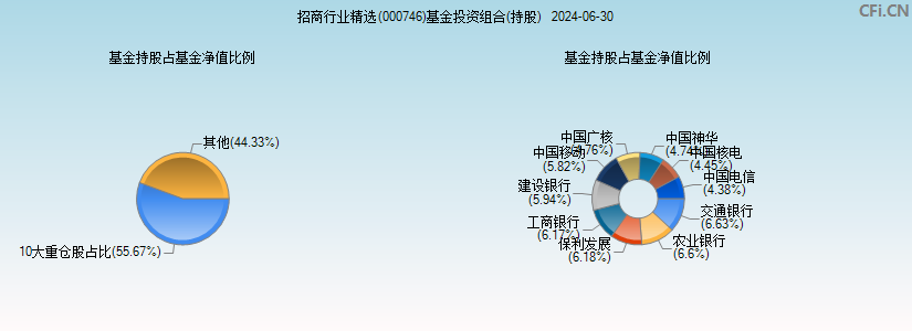 招商行业精选(000746)基金投资组合(持股)图