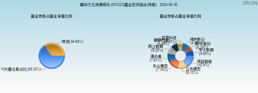 鹏华文化传媒娱乐(001223)基金投资组合(持股)图