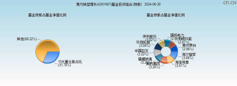 南方转型增长A(001667)基金投资组合(持股)图