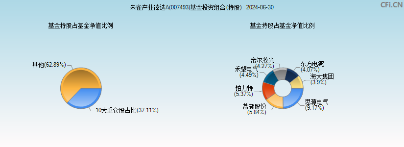朱雀产业臻选A(007493)基金投资组合(持股)图