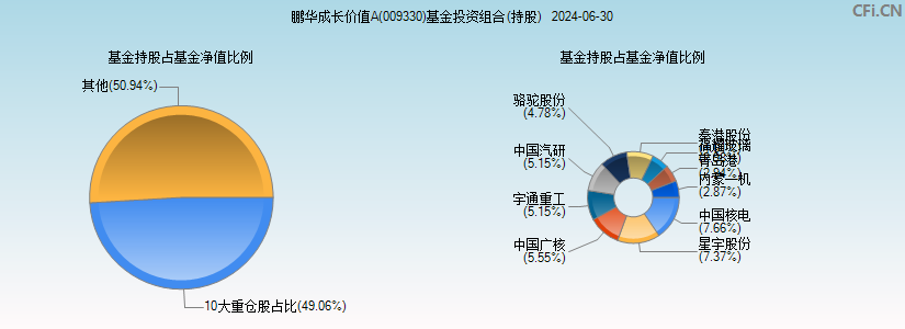 鹏华成长价值A(009330)基金投资组合(持股)图