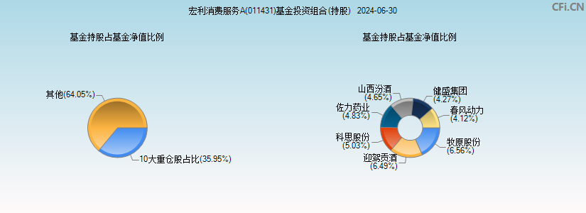 宏利消费服务A(011431)基金投资组合(持股)图