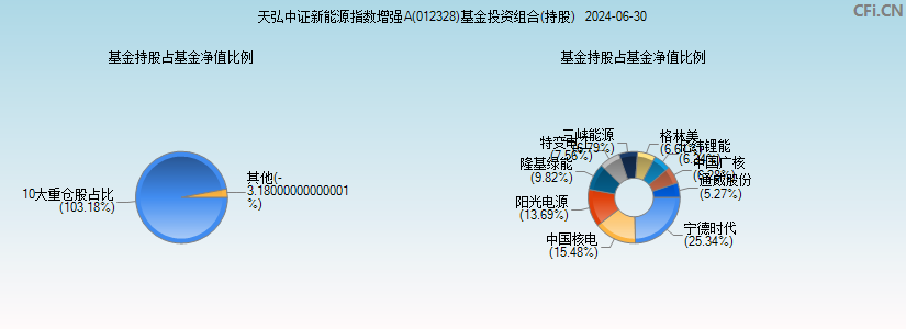 天弘中证新能源指数增强A(012328)基金投资组合(持股)图