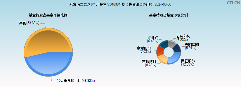 永赢消费鑫选6个月持有A(016384)基金投资组合(持股)图