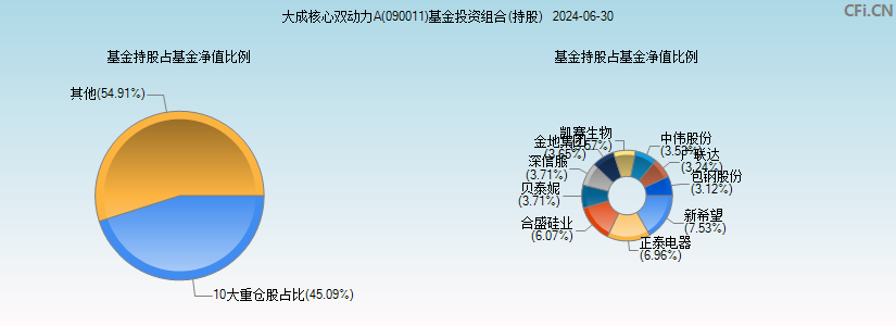 大成核心双动力A(090011)基金投资组合(持股)图