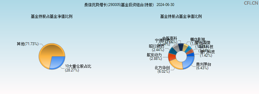 泰信优势增长(290005)基金投资组合(持股)图