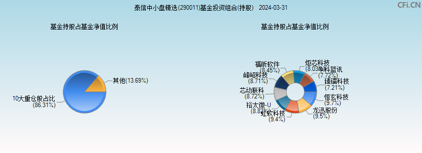 泰信中小盘精选(290011)基金投资组合(持股)图