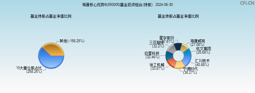 海通核心优势B(850005)基金投资组合(持股)图