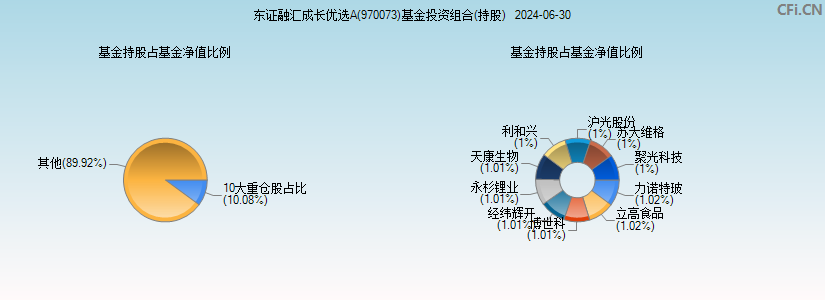 东证融汇成长优选A(970073)基金投资组合(持股)图