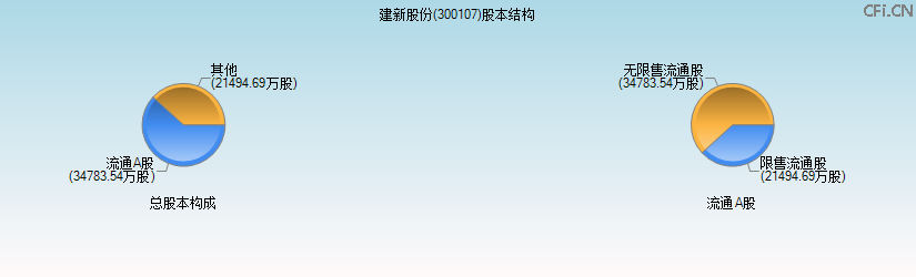 建新股份(300107)股本结构图 建新股份(300107)股本结构图