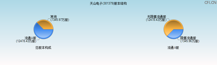 天山电子(301379)股本结构图 天山电子(301379)股本结构图